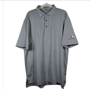 Peter Millar Summer Comfort Patriot Embroidered Striped Golf Polo Shirt Size XL